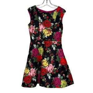 Baker By Ted Baker Dress Girls 8 Black Multi Floral Party Flower Girl‎ Church